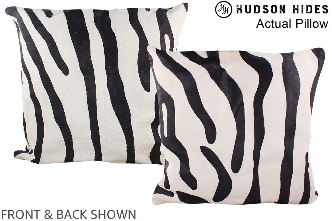 Zebra 20"x20" Brazilian Cowhide Pillow #A14554 by Hudson Hides