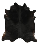 Solid Black X-Large Brazilian Cowhide Rug 7'6"H x 6'6"W #22721 by Hudson Hides