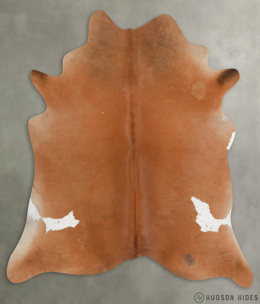 Brown and White Regular X-Large Brazilian Cowhide Rug 7'0"H x 6'3"W #28891 by Hudson Hides