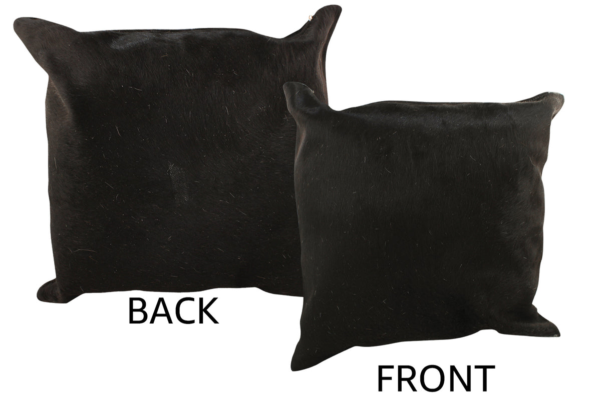 Solid Black Cowhide Pillow #34237