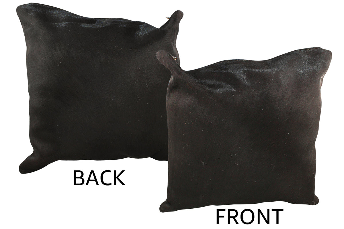 Solid Black Cowhide Pillow #34406