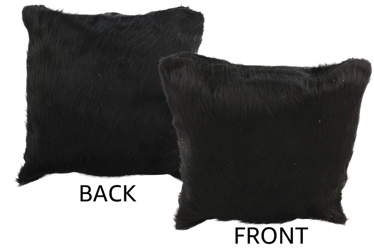 Solid Black Cowhide Pillow #34972