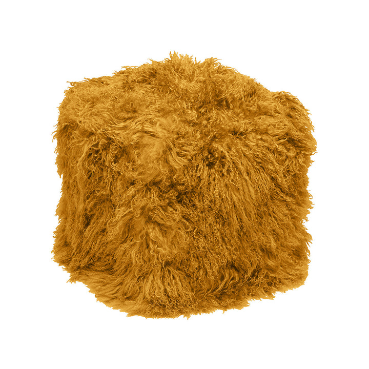 Tibetan Square 18" Pouf Ottoman Mustard