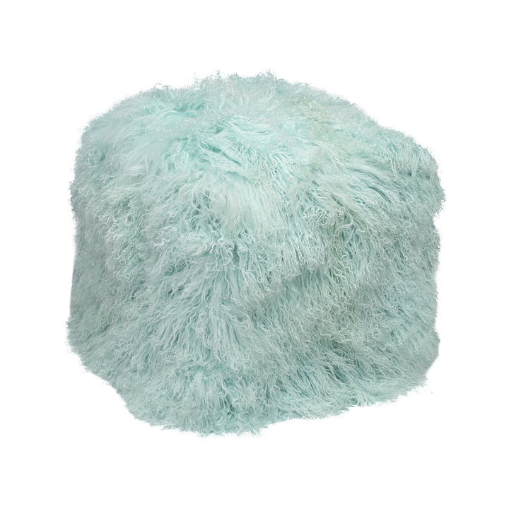 Tibetan Square 18" Pouf Ottoman Aqua