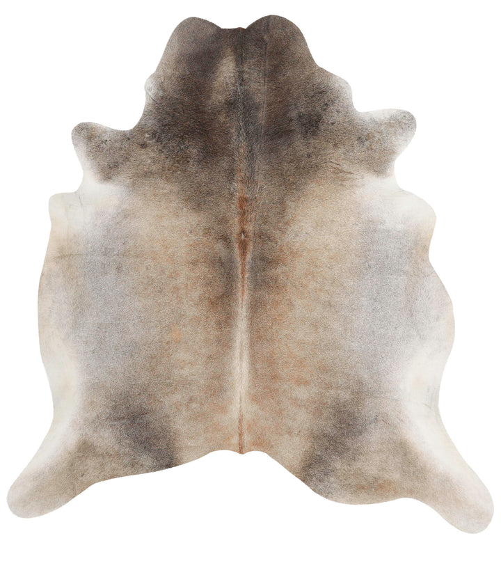 Grey with Beige X-Large Brazilian Cowhide Rug 7'0"H x 6'7"W #68463 by Hudson Hides