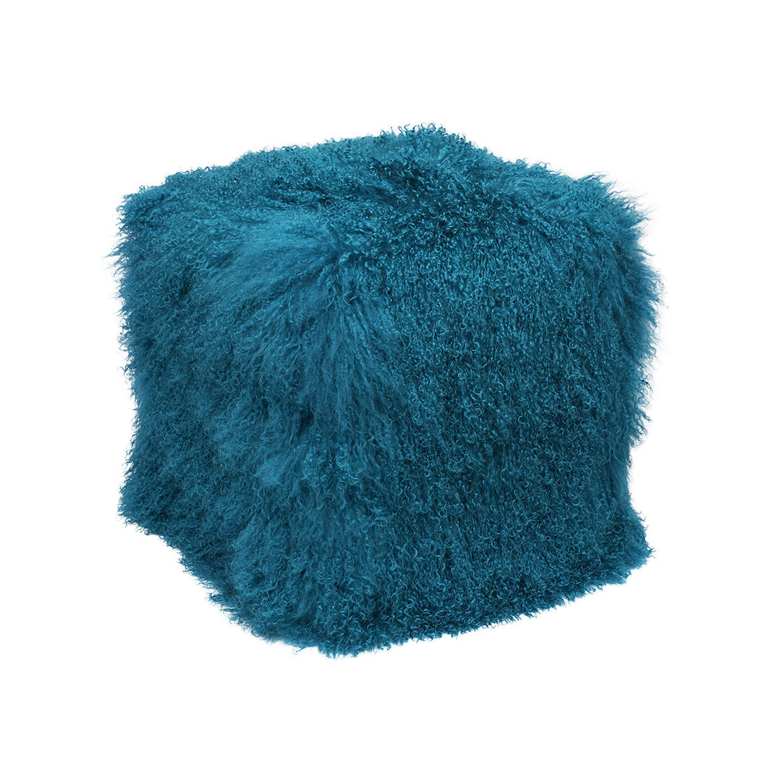Tibetan Square 18" Pouf Ottoman Dark Teal