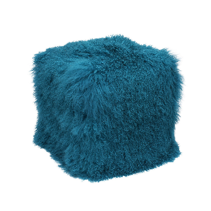 Tibetan Square 18" Pouf Ottoman Dark Teal