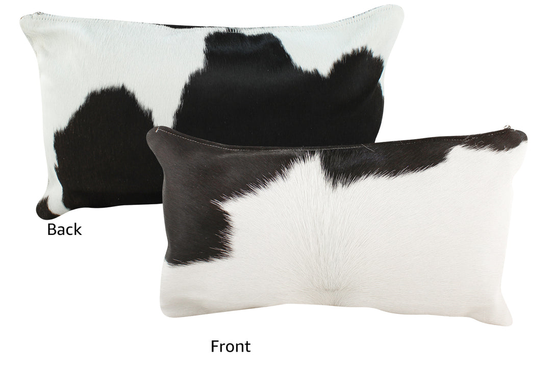 Black and White Cowhide Pillow 12x22 #72006 by Hudson Hides