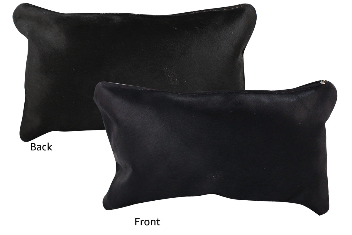 Solid Black Cowhide Pillow #73004