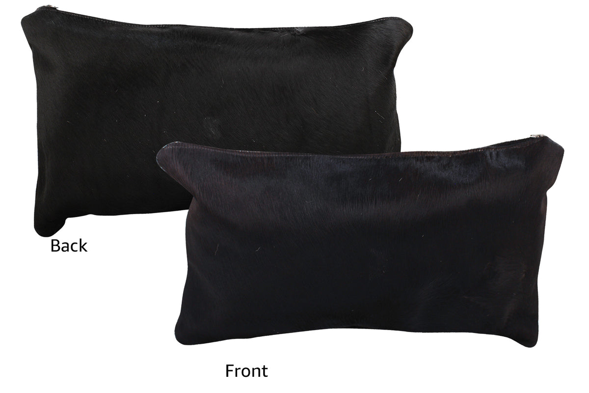 Solid Black Cowhide Pillow #73035