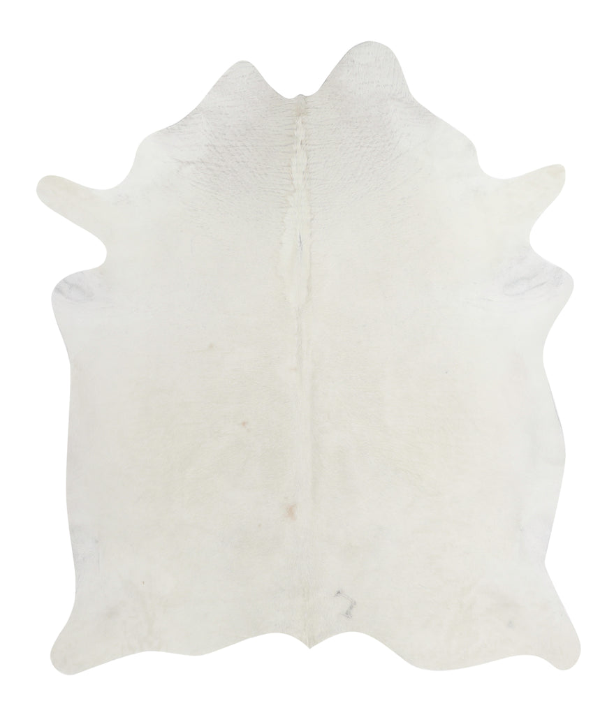 Solid White X-Large Brazilian Cowhide Rug 7'1"H x 6'0"W #81310 by Hudson Hides