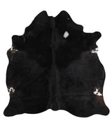 Solid Black X-Large Brazilian Cowhide Rug 6'8"H x 6'7"W #82065 by Hudson Hides