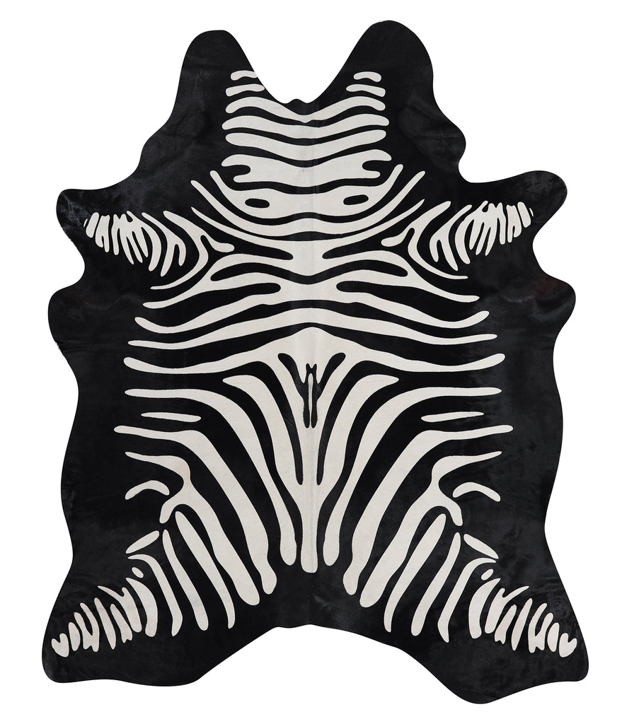 Zebra Large Brazilian Cowhide Rug 6'10"H x 5'6"W #A12844 by Hudson Hides