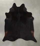 Solid Black XX-Large Brazilian Cowhide Rug 7'4"H x 7'3"W #A13236 by Hudson Hides