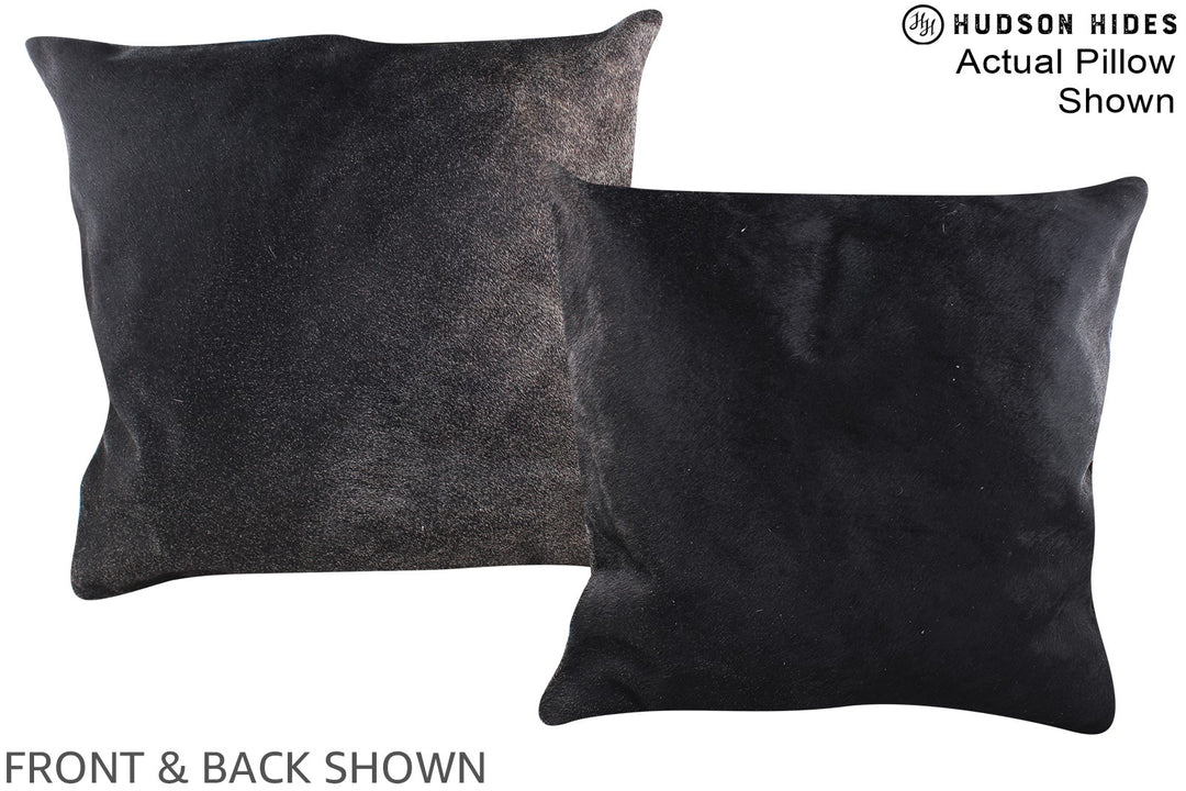 Solid Black 20"x20" Brazilian Cowhide Pillow #A14571 by Hudson Hides