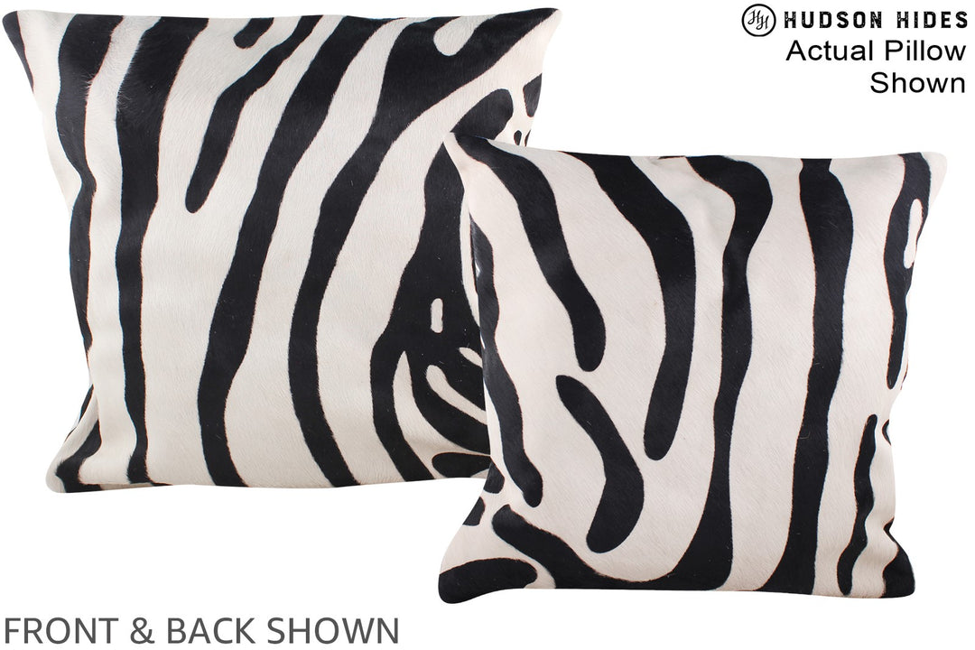 Zebra 20"x20" Brazilian Cowhide Pillow #A14592 by Hudson Hides
