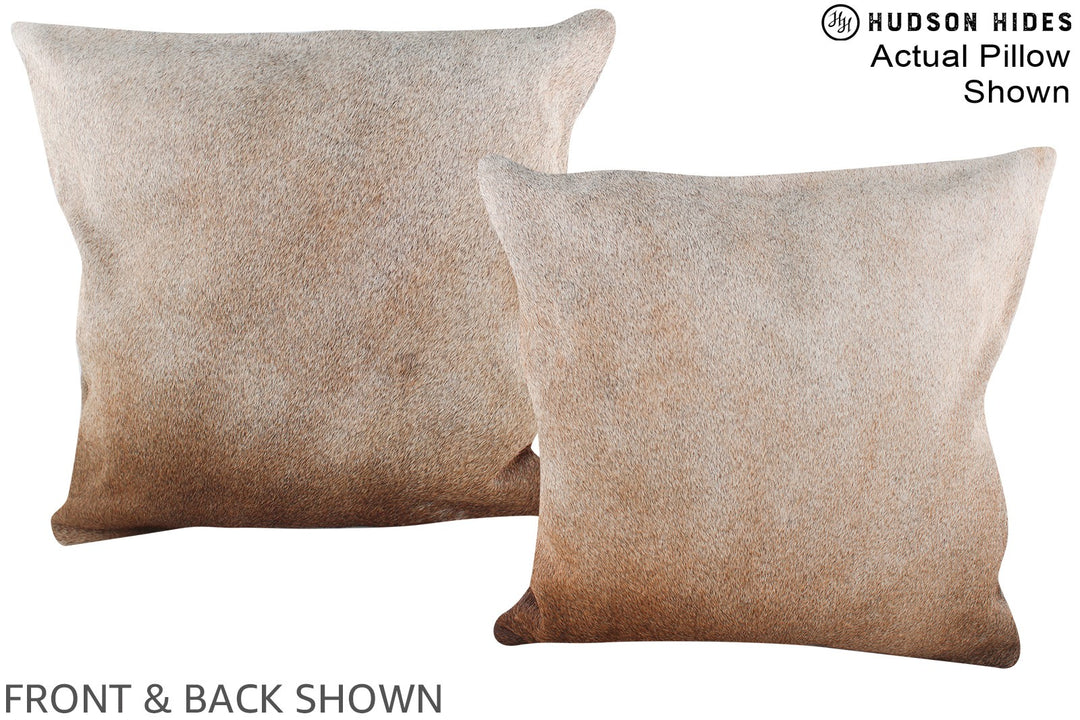 Grey with Beige 20"x20" Brazilian Cowhide Pillow #A14598 by Hudson Hid