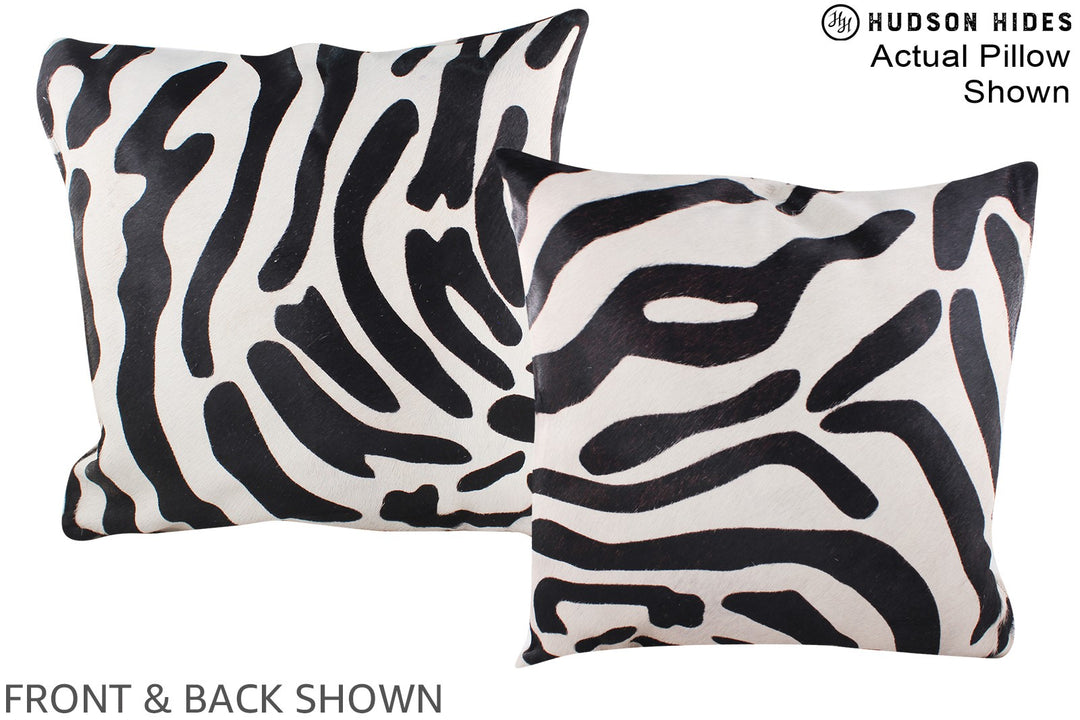 Zebra 20"x20" Brazilian Cowhide Pillow #A14601 by Hudson Hides
