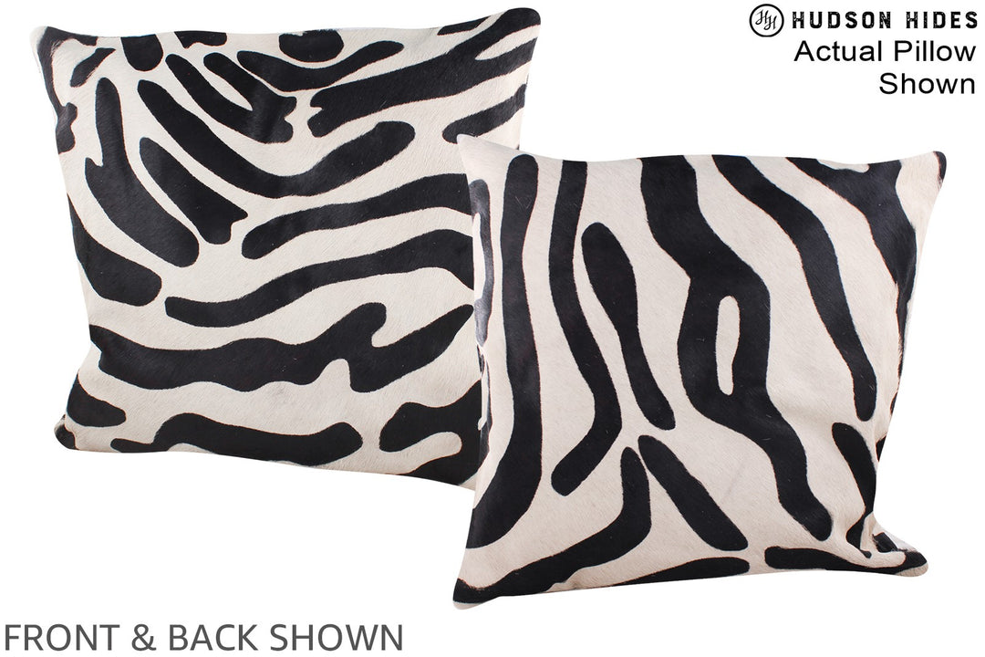 Zebra 20"x20" Brazilian Cowhide Pillow #A14605 by Hudson Hides