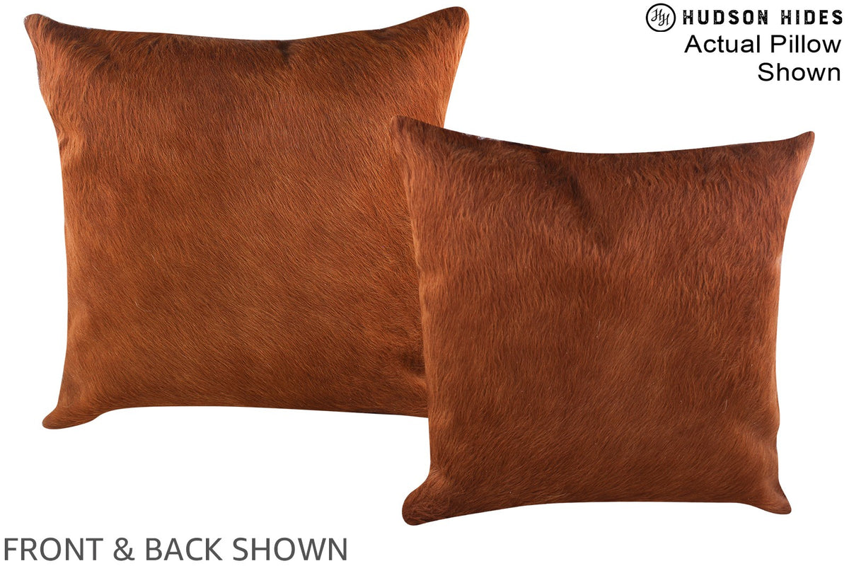Solid Brown Cowhide Pillow #A14609