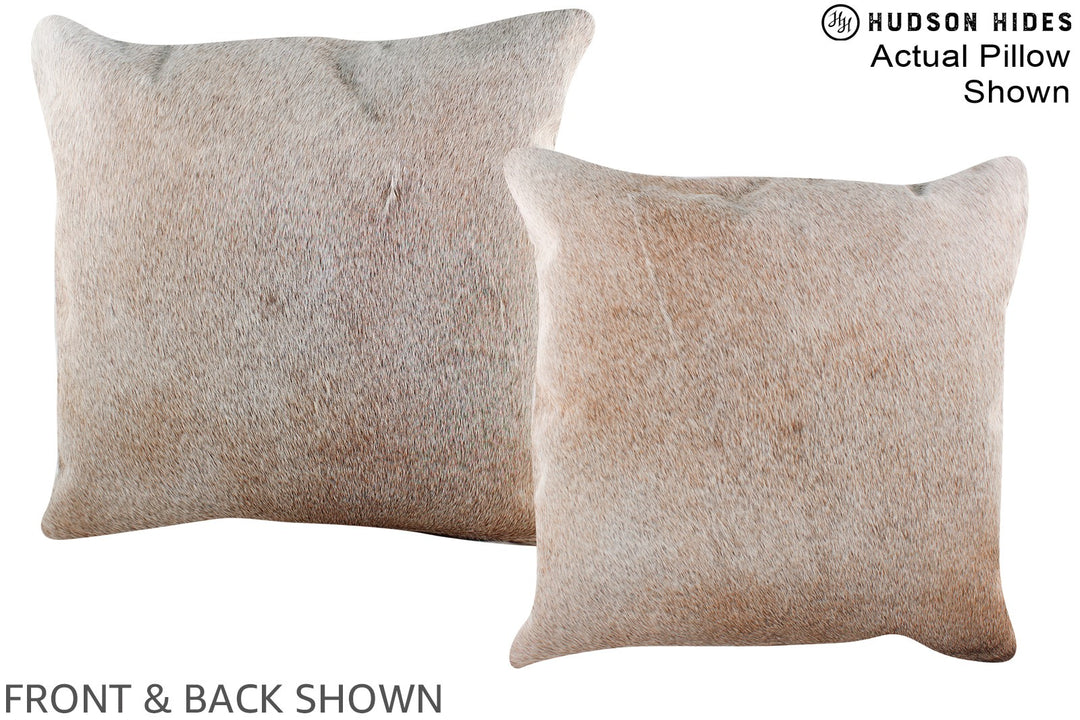 Grey with Beige 20"x20" Brazilian Cowhide Pillow #A14622 by Hudson Hid