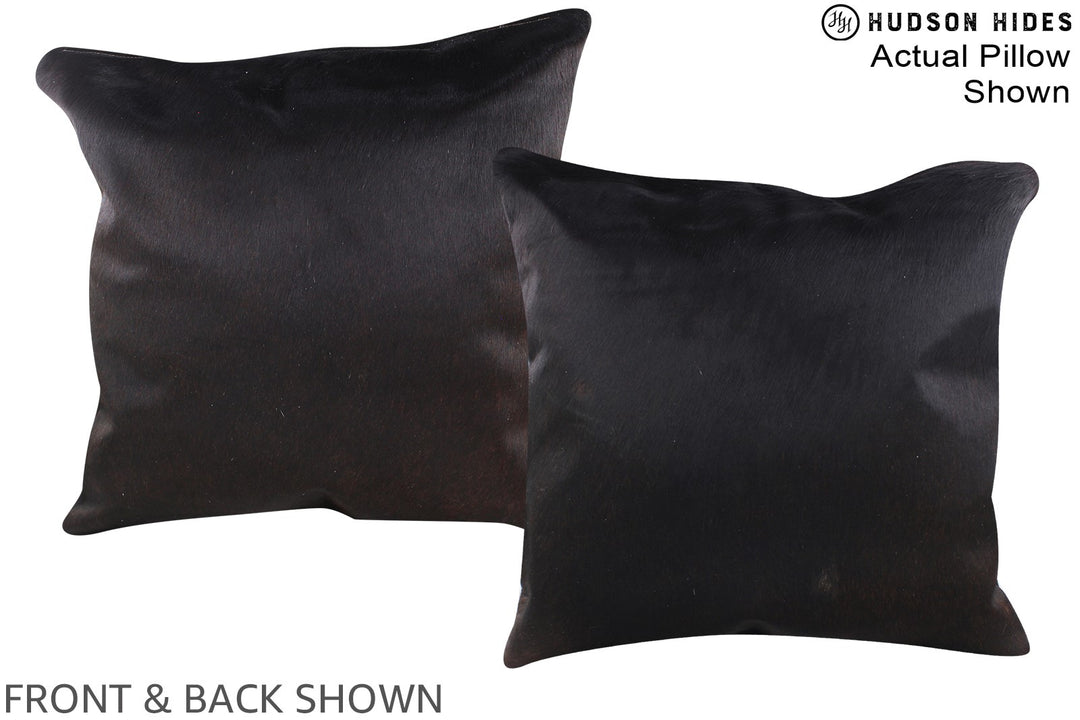 Solid Black 20"x20" Brazilian Cowhide Pillow #A14637 by Hudson Hides