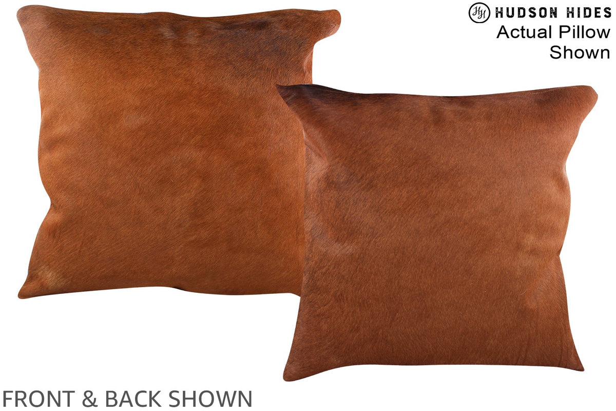 Solid Brown Cowhide Pillow #A14638
