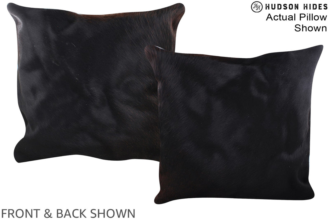 Solid Black 20"x20" Brazilian Cowhide Pillow #A14647 by Hudson Hides