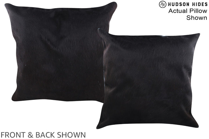 Solid Black 20"x20" Brazilian Cowhide Pillow #A14667 by Hudson Hides