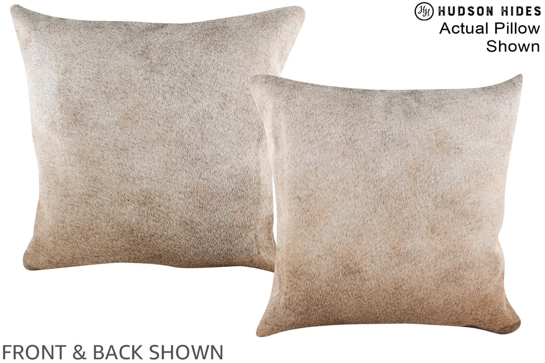 Grey with Beige 20"x20" Brazilian Cowhide Pillow #A14689 by Hudson Hid