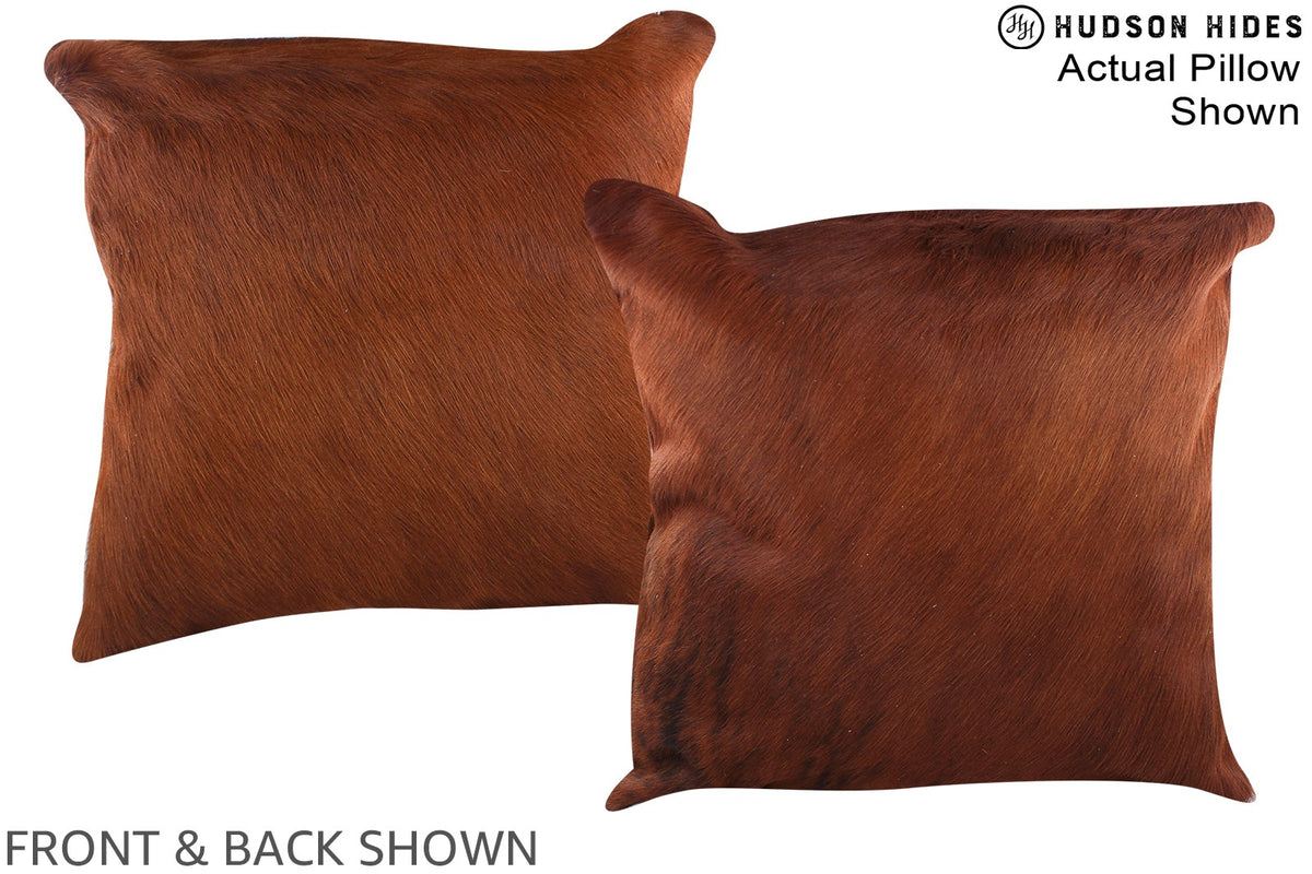 Solid Brown Cowhide Pillow #A14699