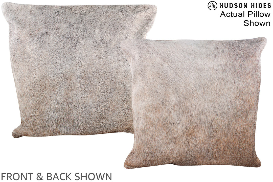 Grey with Beige 20"x20" Brazilian Cowhide Pillow #A14780 by Hudson Hid