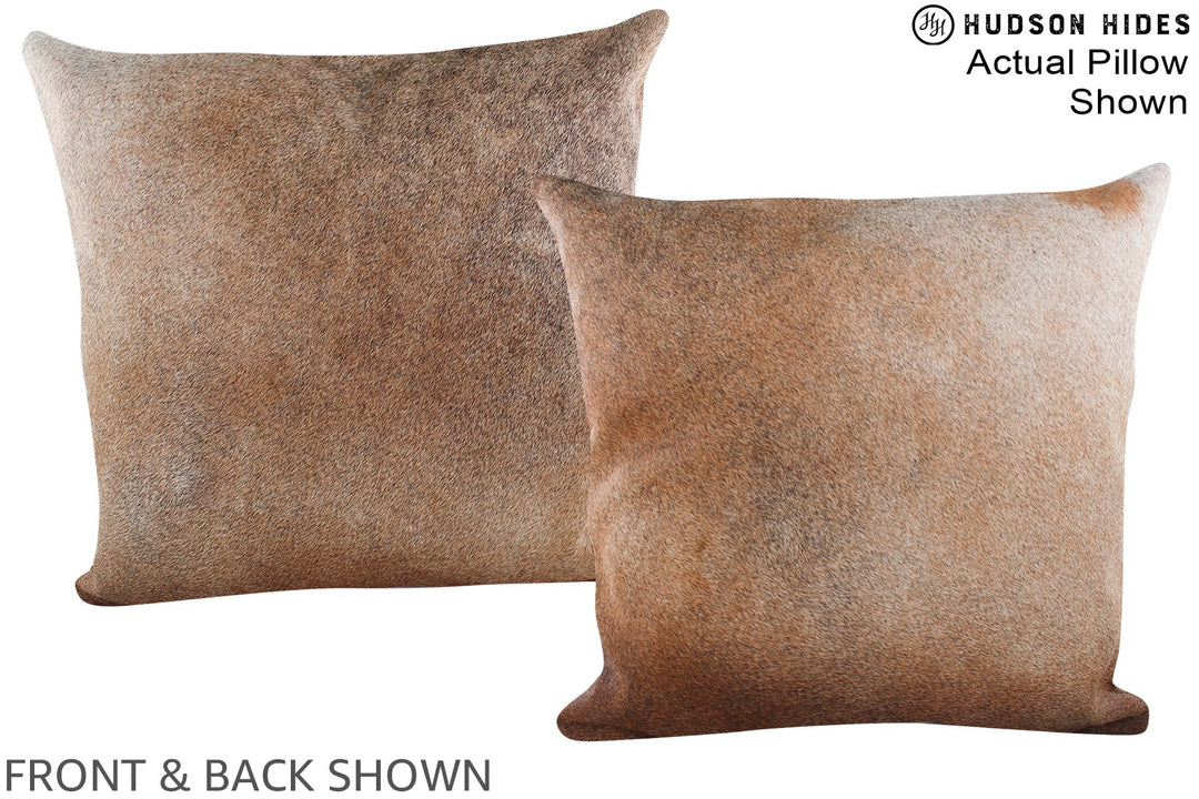 Grey with Beige 20"x20" Brazilian Cowhide Pillow #A14798 by Hudson Hid