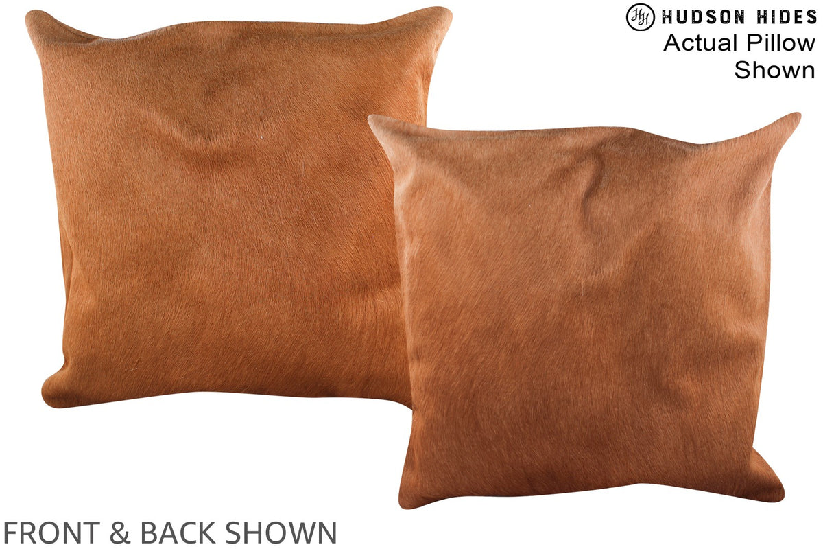 Solid Brown Cowhide Pillow #A14851