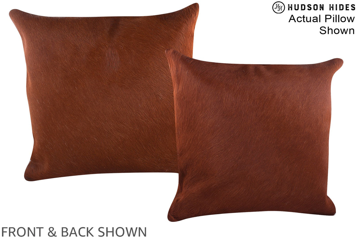 Solid Brown Cowhide Pillow #A14856