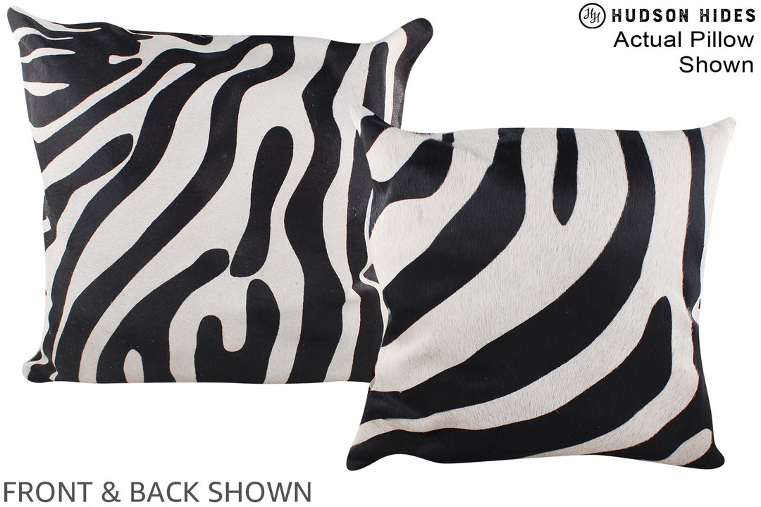 Zebra 20"x20" Brazilian Cowhide Pillow #A14878 by Hudson Hides