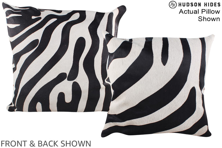 Zebra 20"x20" Brazilian Cowhide Pillow #A14878 by Hudson Hides