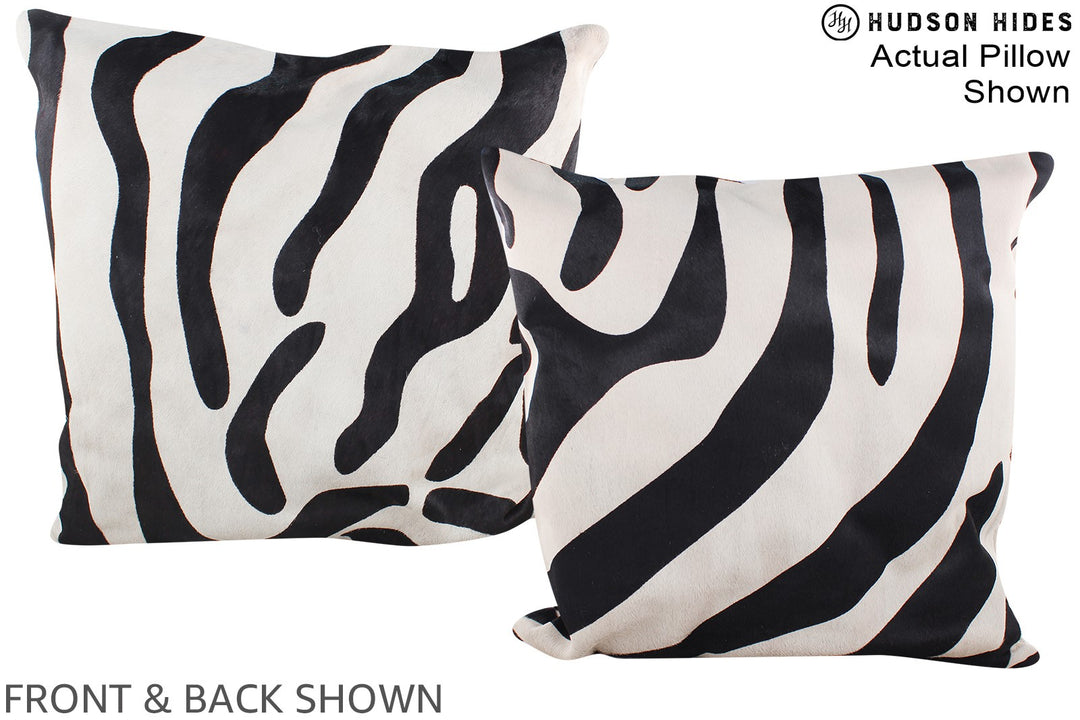 Zebra 20"x20" Brazilian Cowhide Pillow #A14882 by Hudson Hides