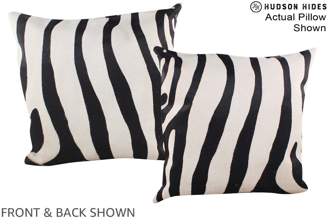 Zebra 20"x20" Brazilian Cowhide Pillow #A14890 by Hudson Hides