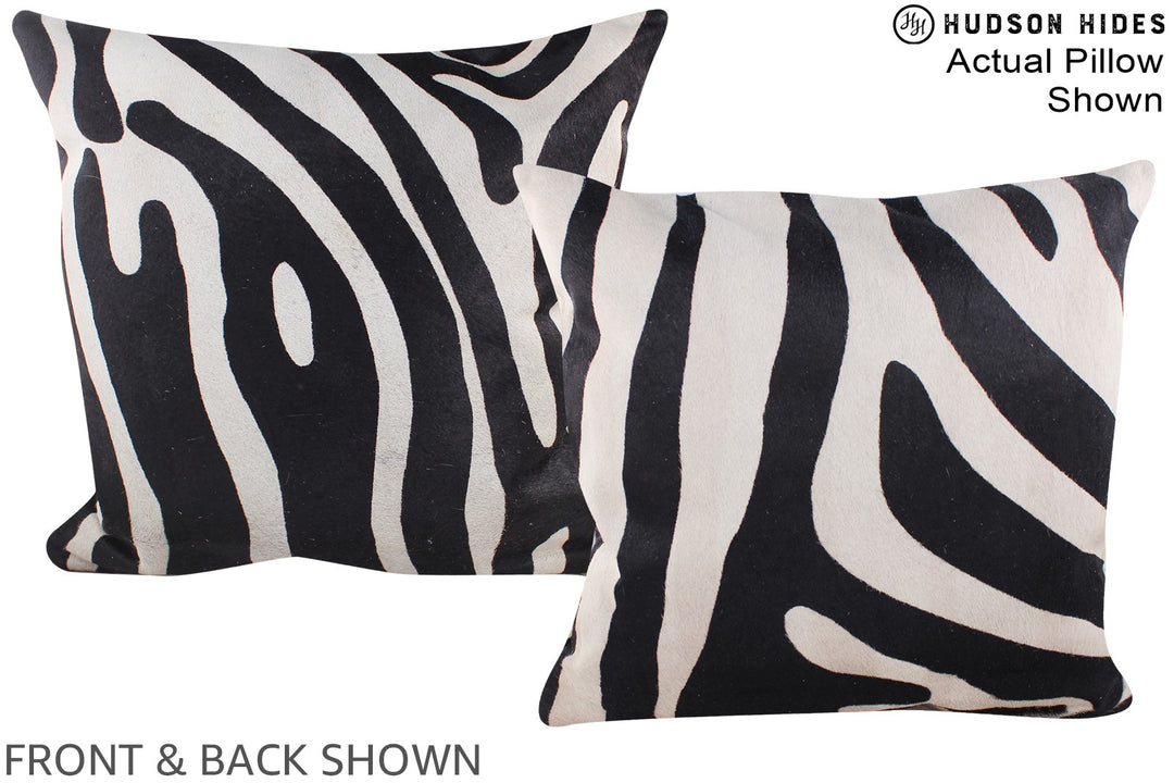 Zebra 20"x20" Brazilian Cowhide Pillow #A14894 by Hudson Hides