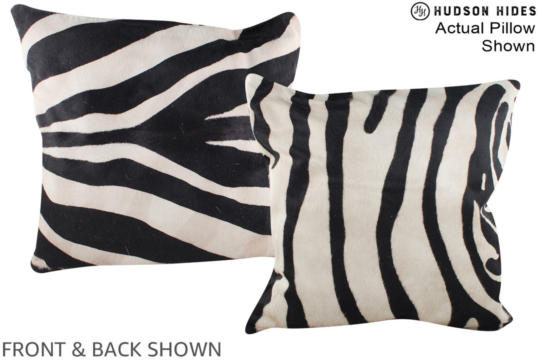Zebra 20"x20" Brazilian Cowhide Pillow #A14947 by Hudson Hides