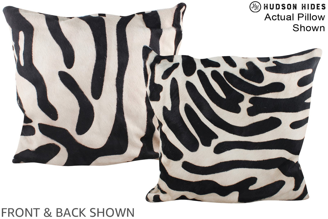 Zebra 20"x20" Brazilian Cowhide Pillow #A14949 by Hudson Hides