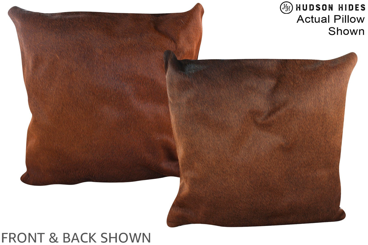 Solid Brown Cowhide Pillow #A14958