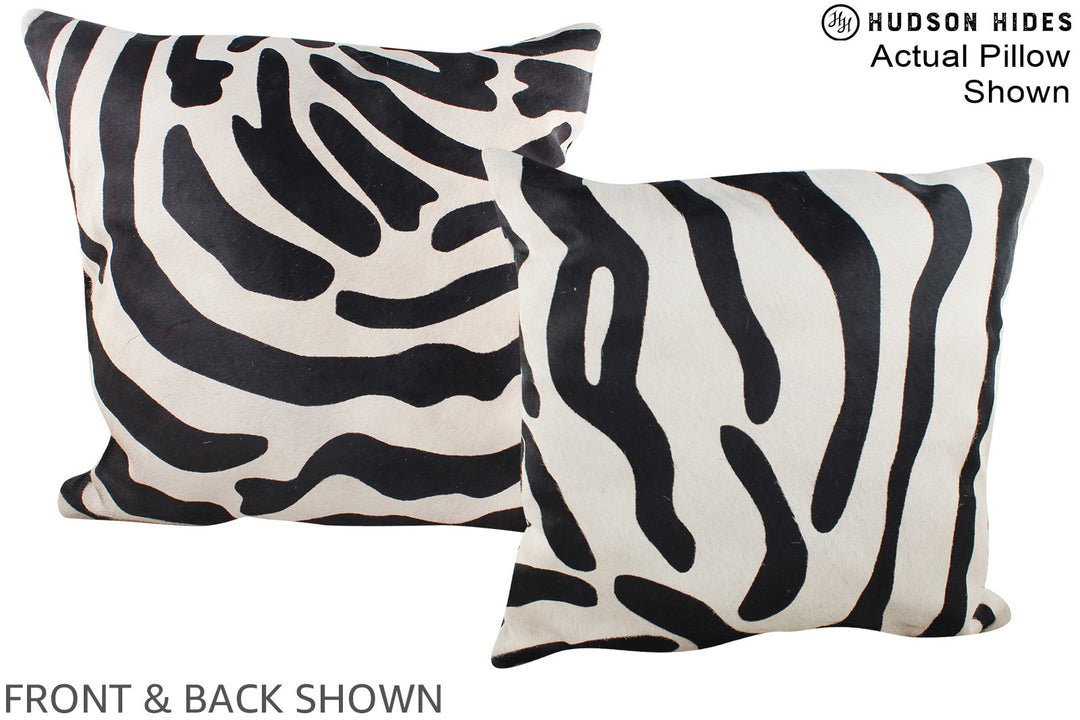 Zebra 20"x20" Brazilian Cowhide Pillow #A14979 by Hudson Hides