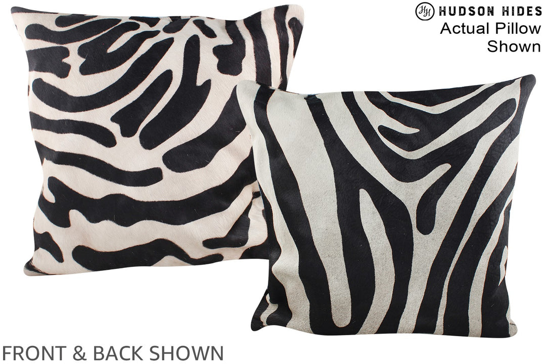 Zebra 20"x20" Brazilian Cowhide Pillow #A14984 by Hudson Hides