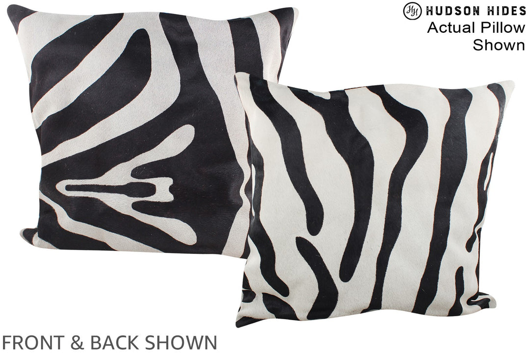 Zebra 20"x20" Brazilian Cowhide Pillow #A14987 by Hudson Hides
