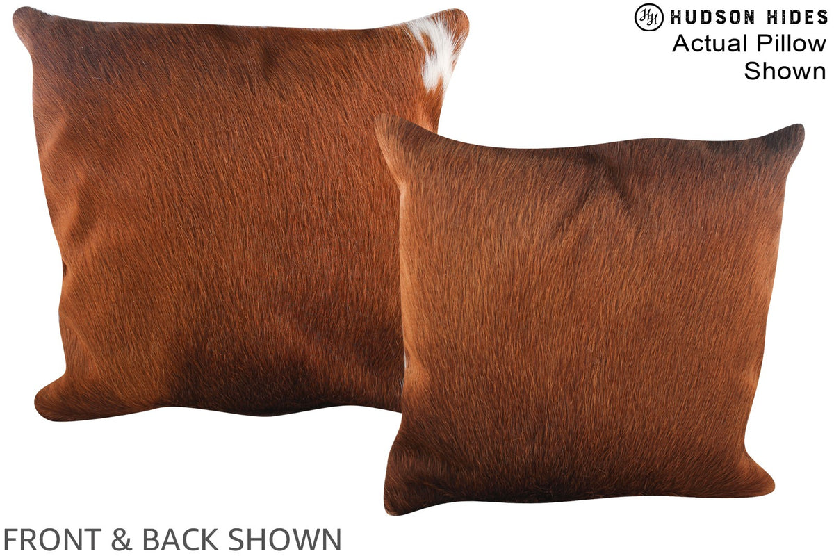 Solid Brown Cowhide Pillow #A15001