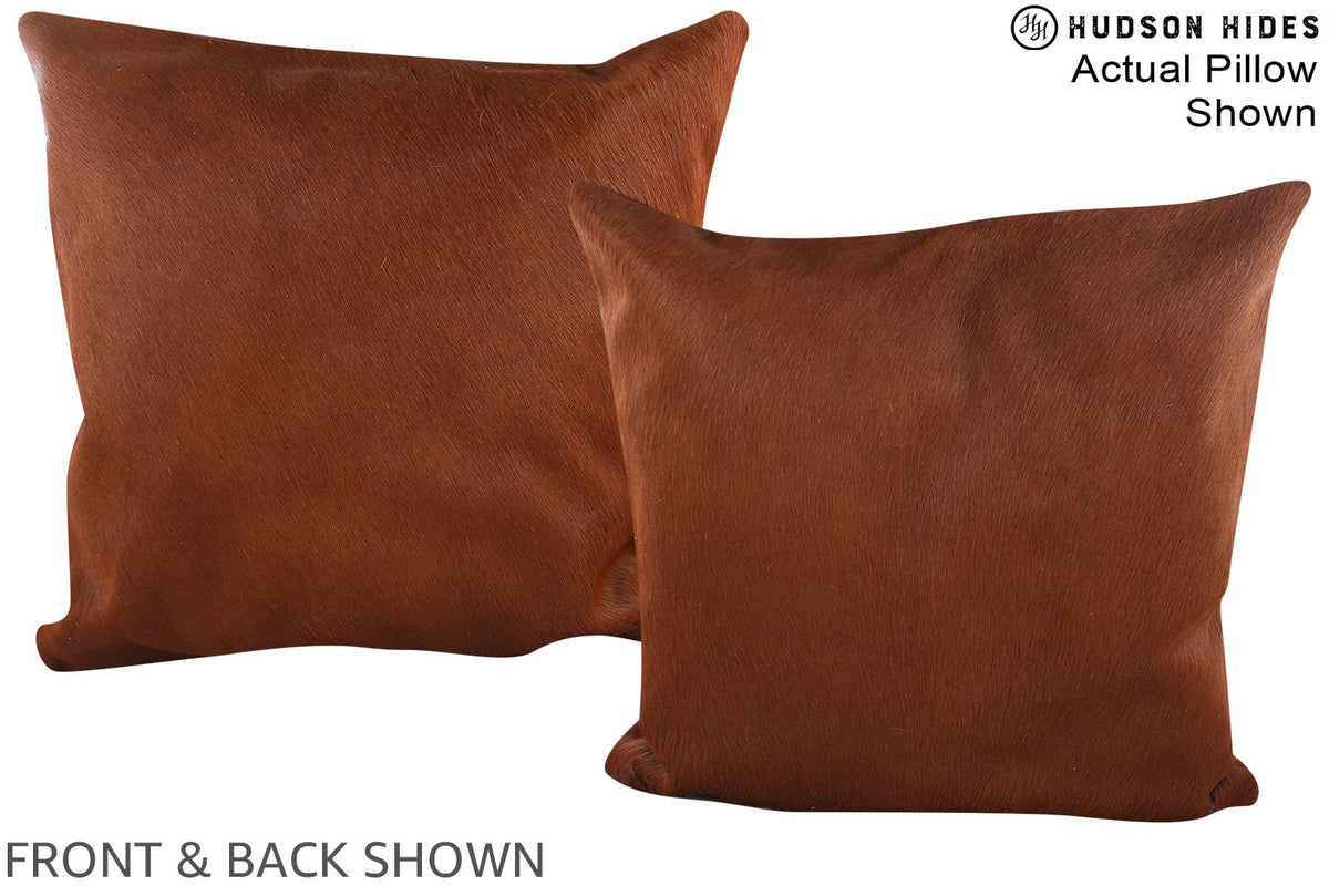 Solid Brown Cowhide Pillow #A15005