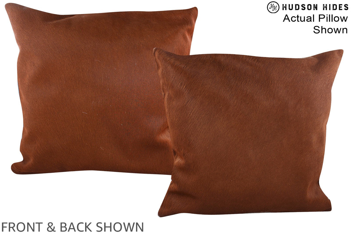 Solid Brown Cowhide Pillow #A15013