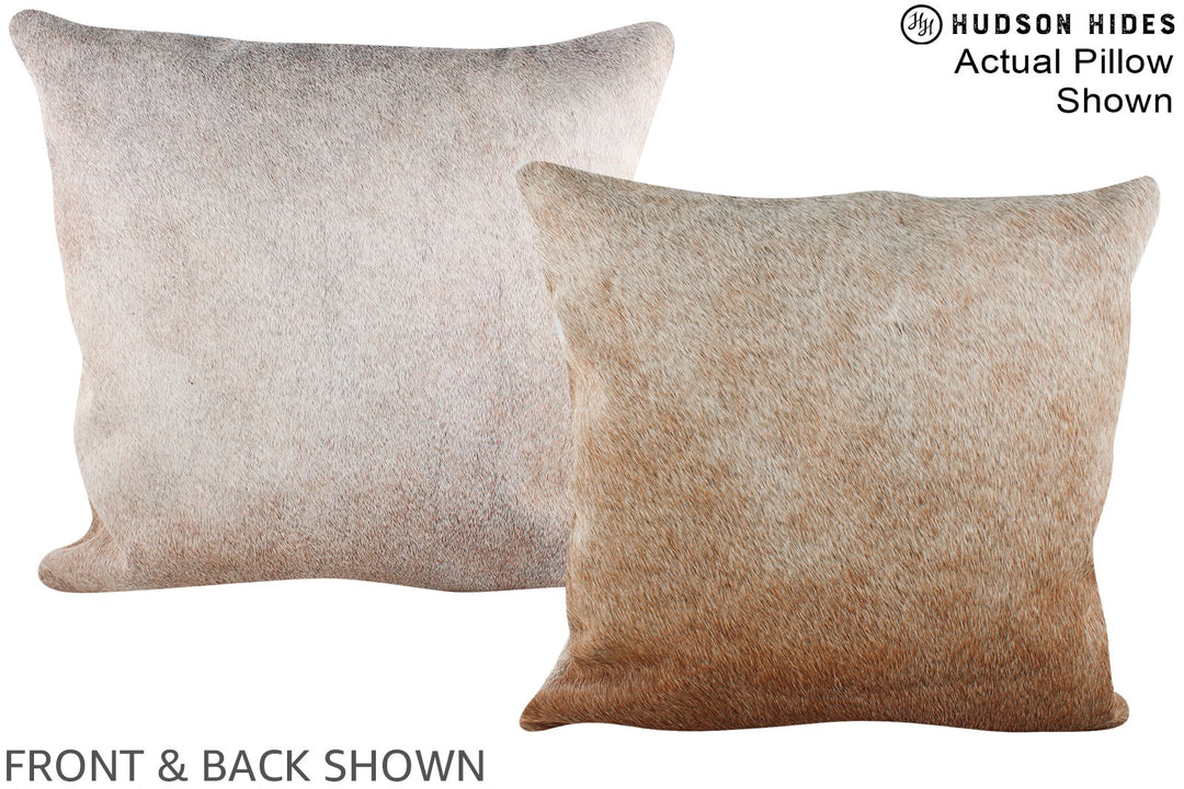 Grey with Beige 20"x20" Brazilian Cowhide Pillow #A15028 by Hudson Hid